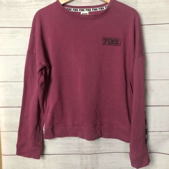 PINK Victoria's Secret Raspberry Pink Logo Crew Neck Sweatshirt S - Picture 5 of 5